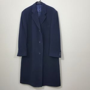 Alexandre Wool and Cashmere Navy Coat, Size  US 44 Short